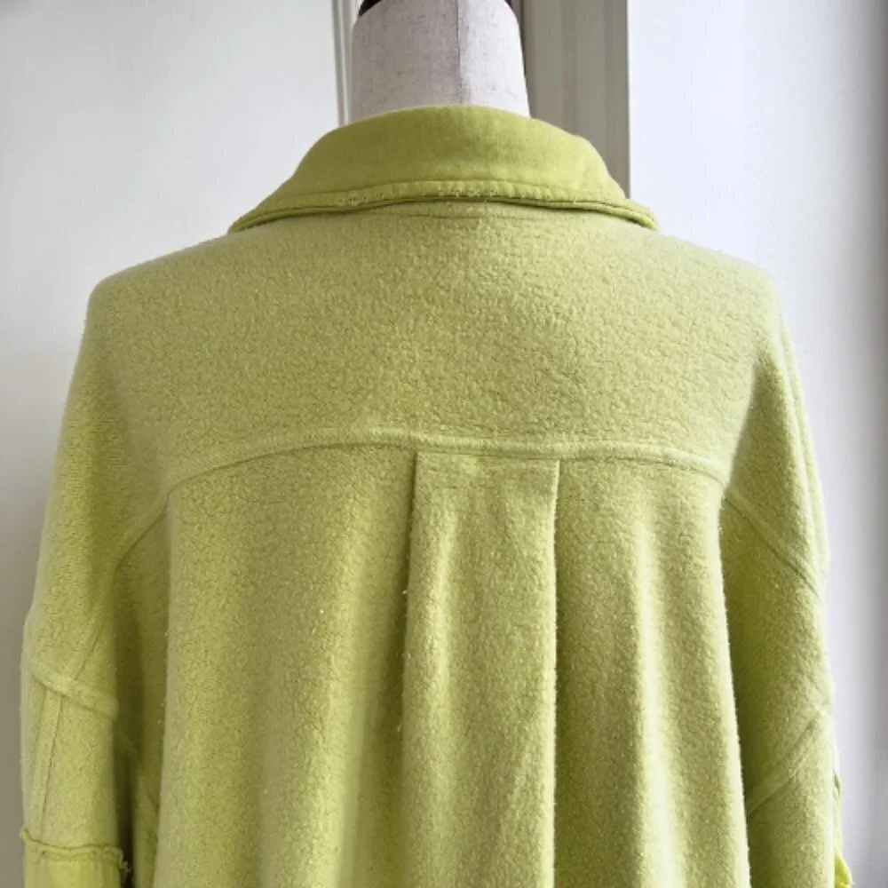 FREE PEOPLE Light Lime Green Ruby Shirt Jacket Shacket Size M - Picture 6 of 14